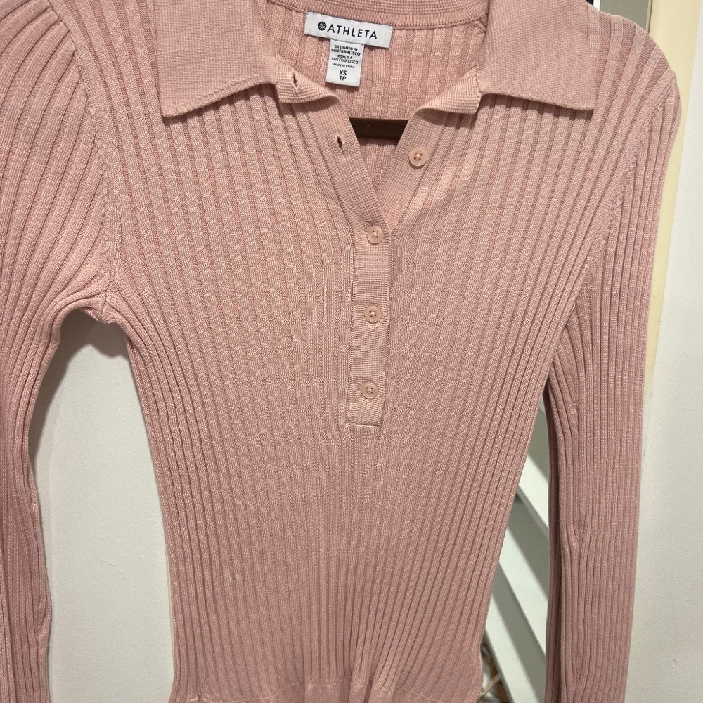 Athleta pink 5 button sweater